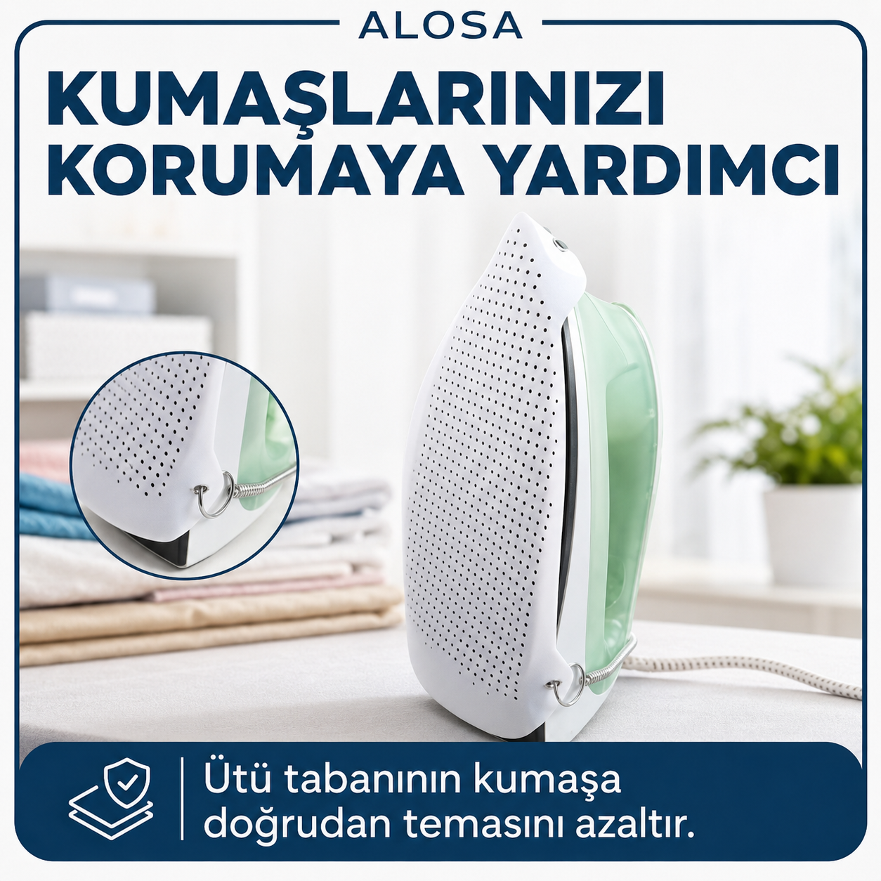 Alosa® Ütü Tabanı Koruyucu – Kumaş Koruyucu Delikli Ütü Aparatı