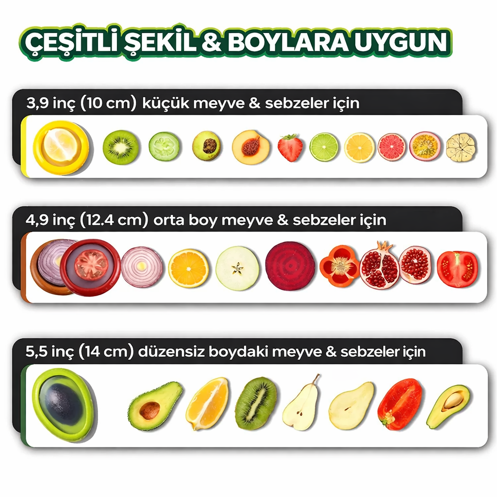FridgePod – Meyve & Sebzeler İçin Silikon Taze Tutucu Kapak Seti