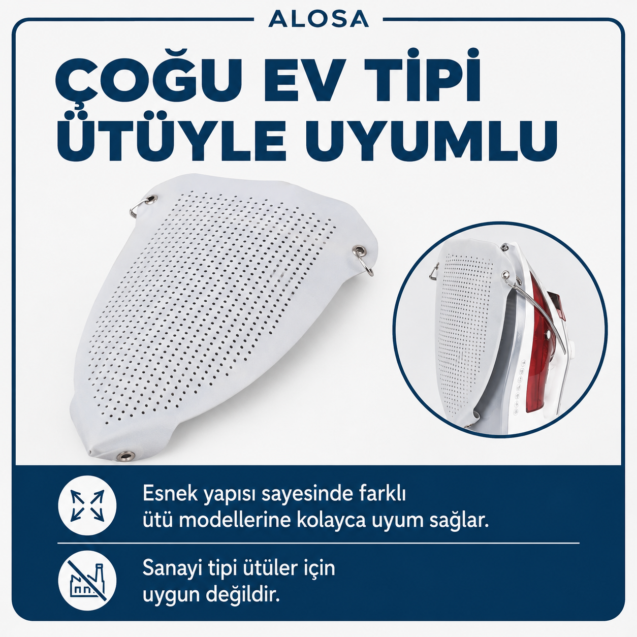 Alosa® Ütü Tabanı Koruyucu – Kumaş Koruyucu Delikli Ütü Aparatı